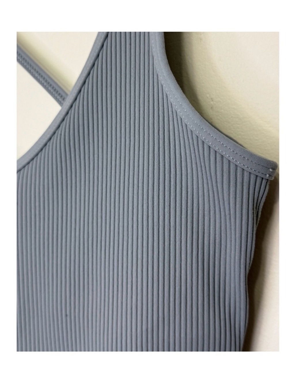 Vuori Ribbed Crop Tank Top Medium Color Stone Blue - Picture 3 of 10